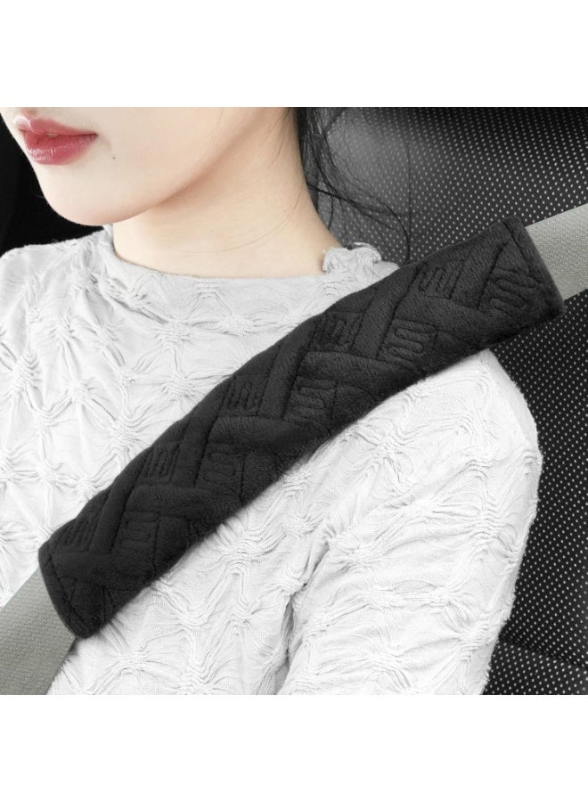 2 حزمة عالمية السيارة حزام الأمان وسادات غطاء لقيادة أكثر راحة، حزام الأمان حزام الكتف يغطي تسخير وسادة للسيارات الملحقات الداخلية (الأسود) - Image 1